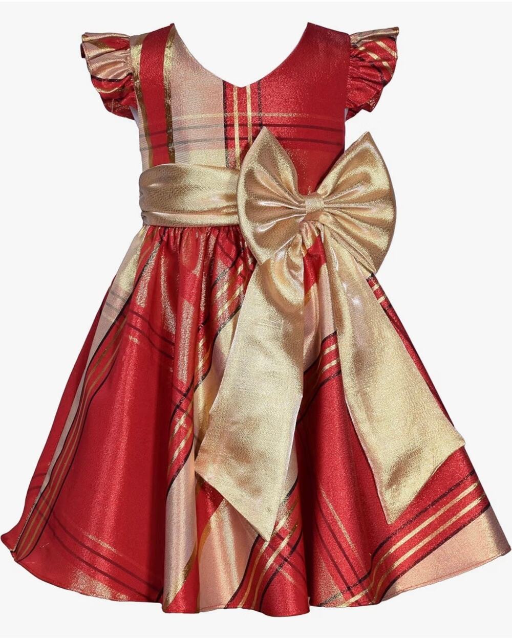 NEW! Bonnie Jean  Girls Holiday Metallic Plaid Taffeta Christmas Dress Size 16